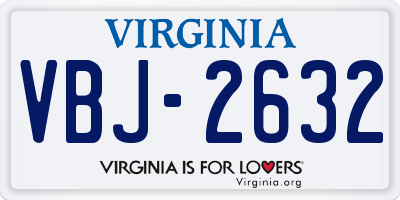 VA license plate VBJ2632