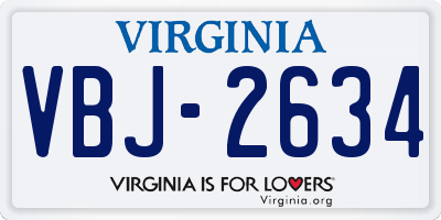 VA license plate VBJ2634