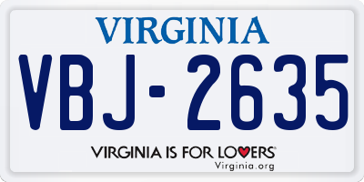 VA license plate VBJ2635
