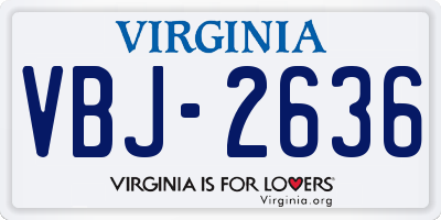 VA license plate VBJ2636
