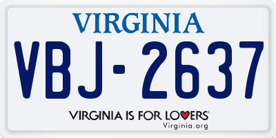 VA license plate VBJ2637