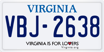 VA license plate VBJ2638