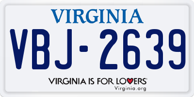 VA license plate VBJ2639