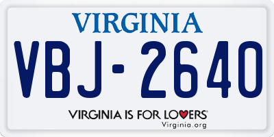 VA license plate VBJ2640