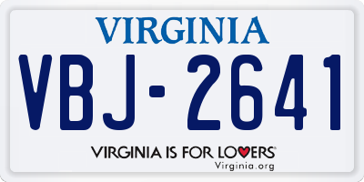 VA license plate VBJ2641