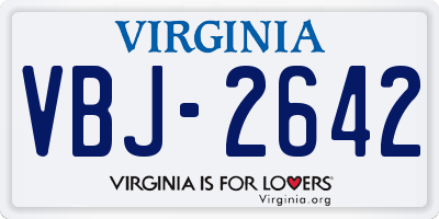 VA license plate VBJ2642