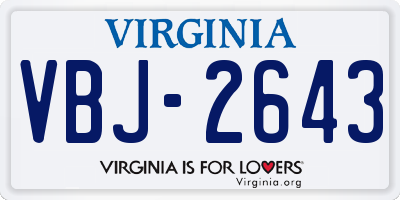 VA license plate VBJ2643