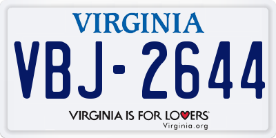 VA license plate VBJ2644