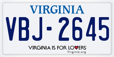 VA license plate VBJ2645