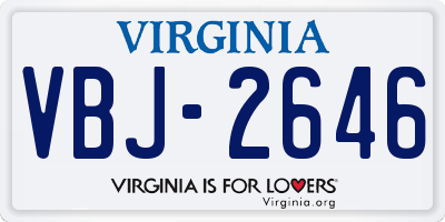 VA license plate VBJ2646