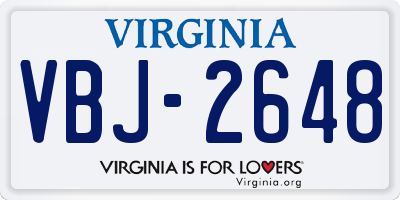 VA license plate VBJ2648