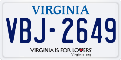 VA license plate VBJ2649