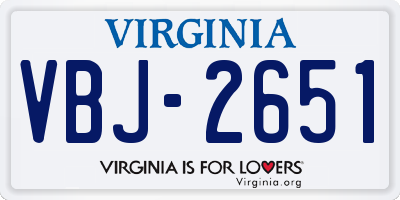 VA license plate VBJ2651