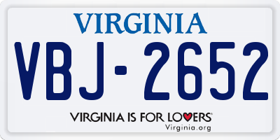 VA license plate VBJ2652
