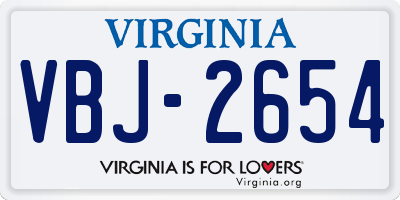 VA license plate VBJ2654