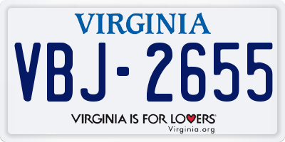 VA license plate VBJ2655