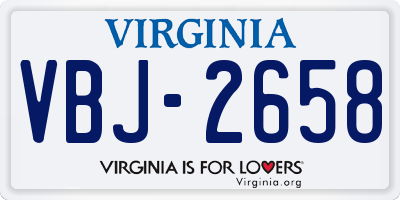 VA license plate VBJ2658