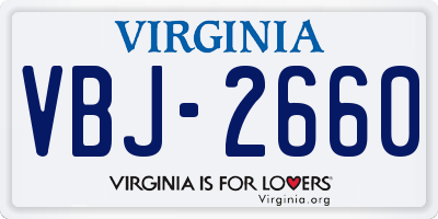 VA license plate VBJ2660