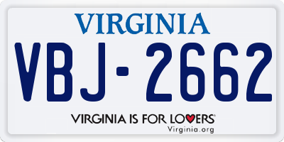 VA license plate VBJ2662