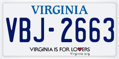 VA license plate VBJ2663