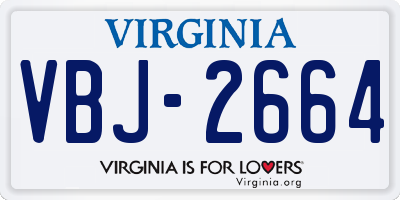 VA license plate VBJ2664