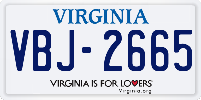 VA license plate VBJ2665