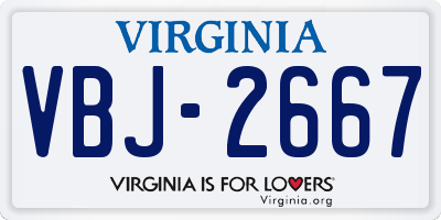 VA license plate VBJ2667