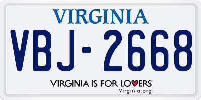 VA license plate VBJ2668