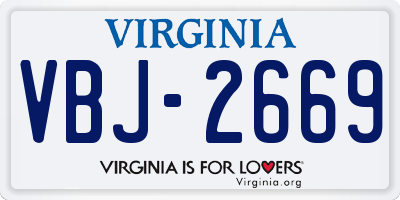 VA license plate VBJ2669