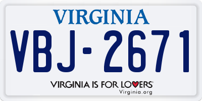 VA license plate VBJ2671