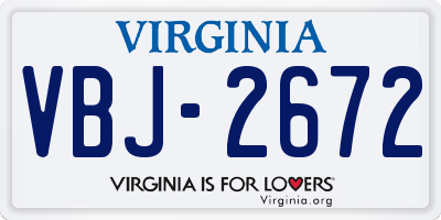 VA license plate VBJ2672