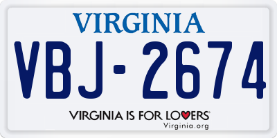 VA license plate VBJ2674