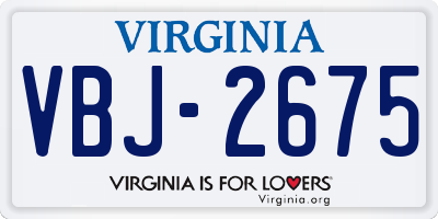 VA license plate VBJ2675