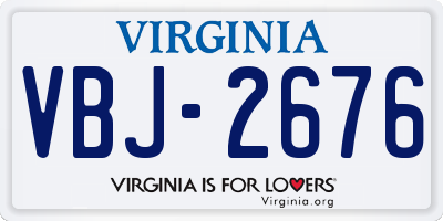 VA license plate VBJ2676