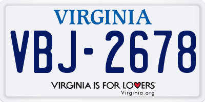 VA license plate VBJ2678