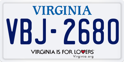 VA license plate VBJ2680