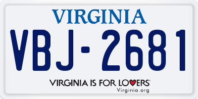 VA license plate VBJ2681