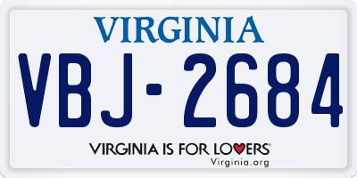VA license plate VBJ2684