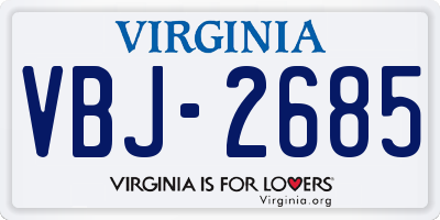 VA license plate VBJ2685