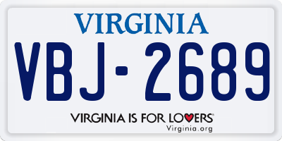 VA license plate VBJ2689