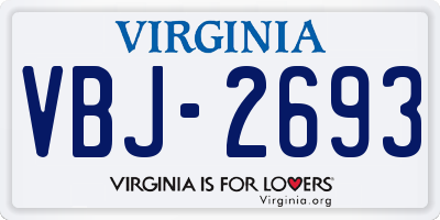VA license plate VBJ2693