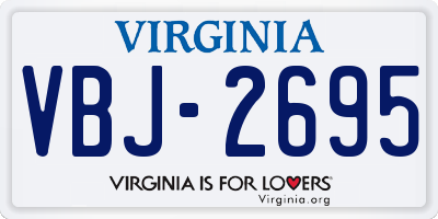 VA license plate VBJ2695