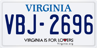 VA license plate VBJ2696