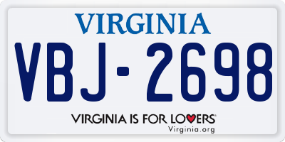 VA license plate VBJ2698