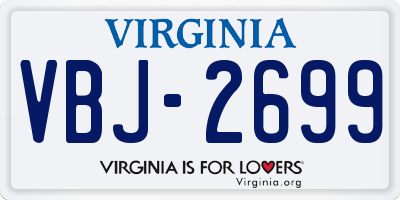 VA license plate VBJ2699