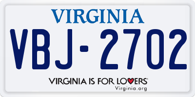 VA license plate VBJ2702