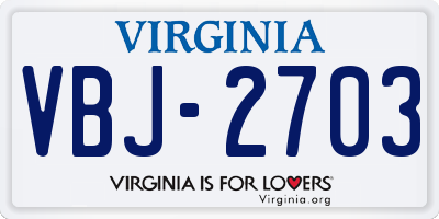 VA license plate VBJ2703