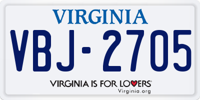 VA license plate VBJ2705