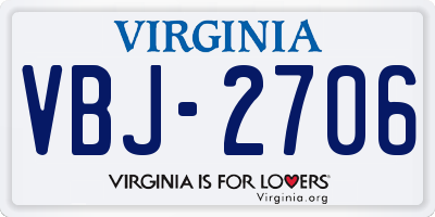 VA license plate VBJ2706