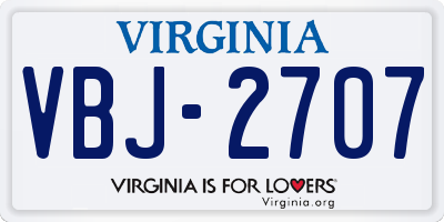 VA license plate VBJ2707